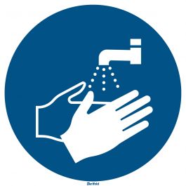Pictogram bordje Handen wassen verplicht | Ø 200 mm