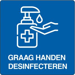 "Graag handen desinfecteren"-sticker (Maxi-Loka Premium)
