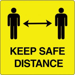 "Keep safe distance"-sticker (Maxi-Loka Premium) Geel & Zwart